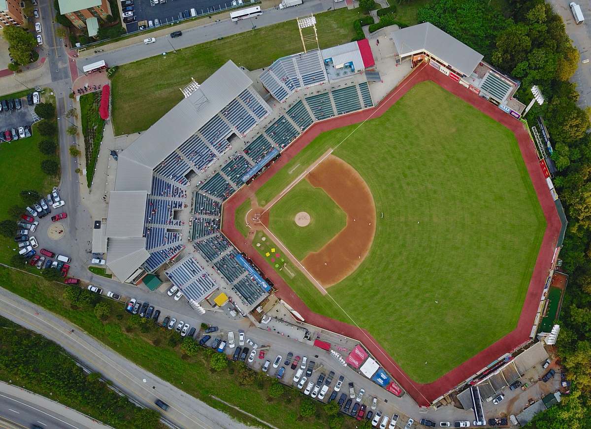 baseball field aerial view photo of baseball field person